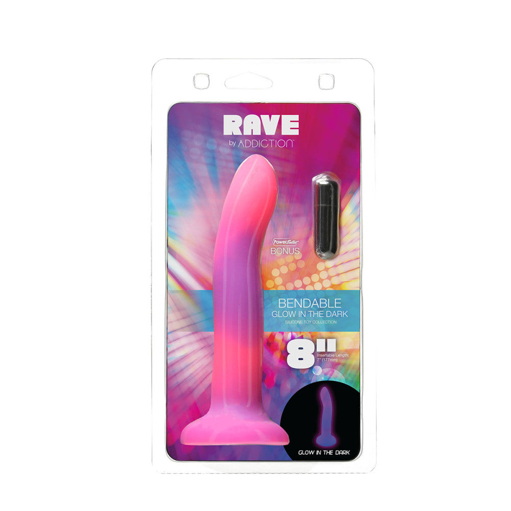 Addiction Rave Glow-In-The-Dark Dildo with PowerBullet