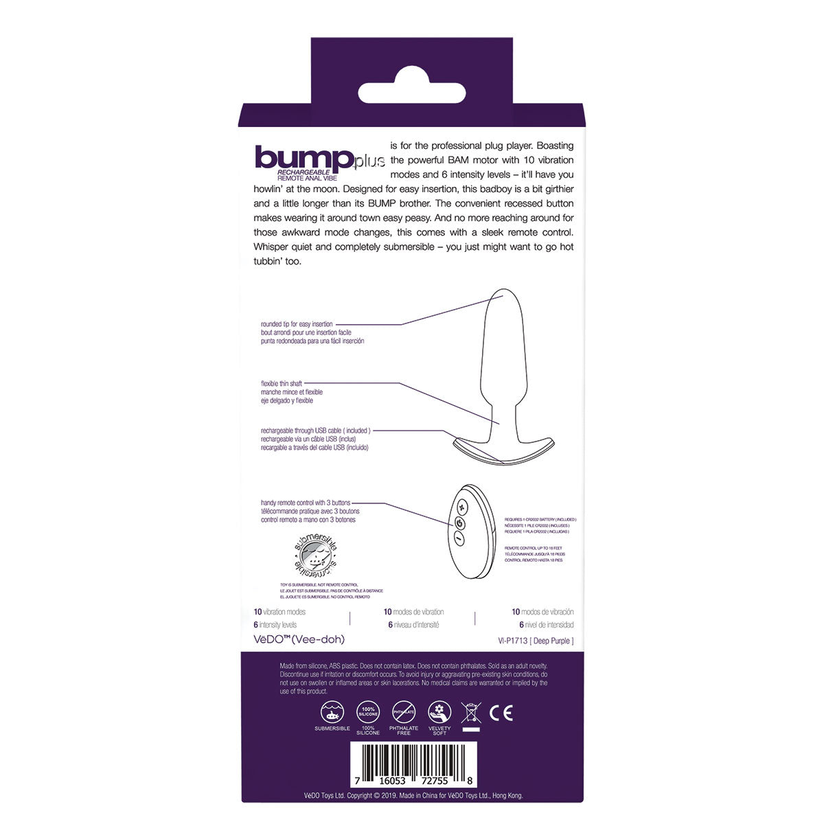 VeDO Bump Anal Vibe Plus with Remote Control