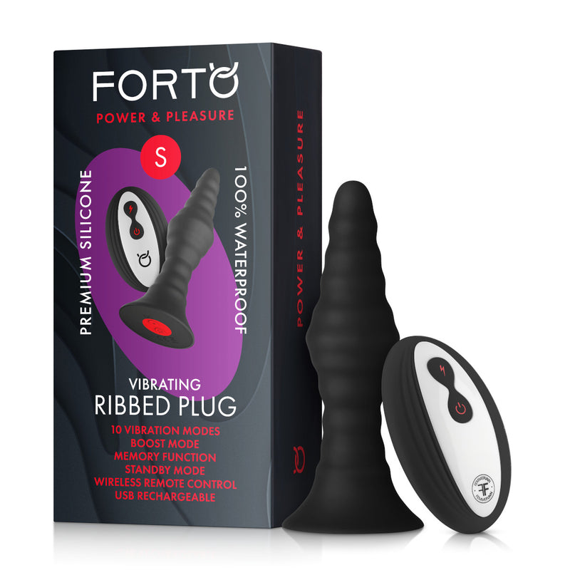 Forto Vibrating Remote Ribbed Plug Small