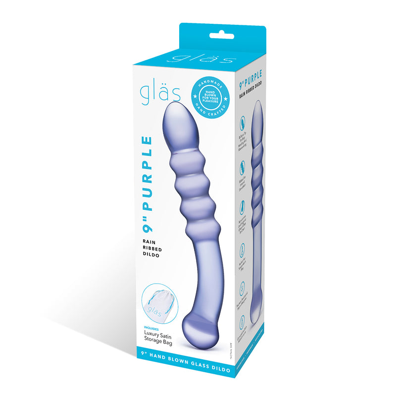 Glas Purple Rain Ribbed Dildo