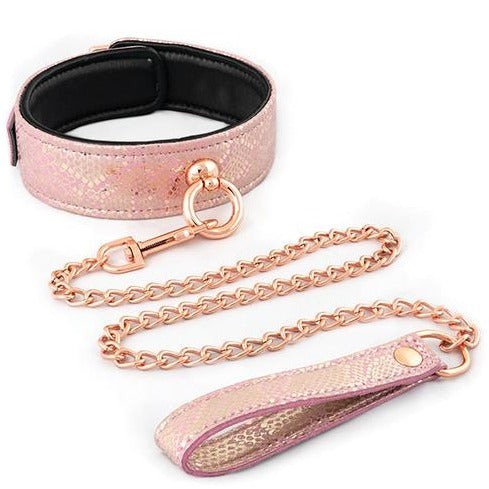 Spartacus snake print rose gold collar and leash